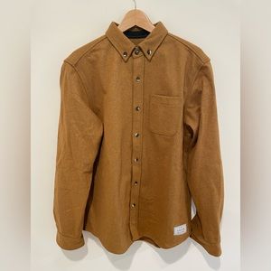 New with Tag ANIAN Melton Wool Button Down Shirt Gold XL